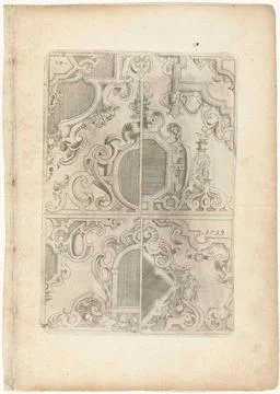 Four compartments, each with two half crown elements; Architectura von den... Stock Photos