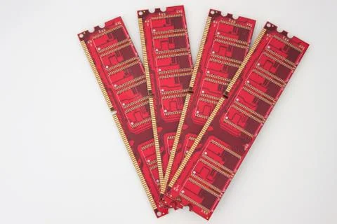 Four computer chips isolated on a white background. Stock Photos