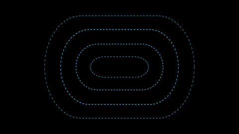 Four concentric, dashed cyan rounded rectangles expand outward against a so.. 스톡 동영상 337017510