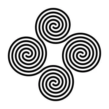 Four connected Celtic double spirals, quadruple spiral イラスト素材