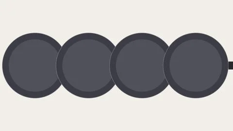 Four connected circular icons with shadow effect Stock Illustration