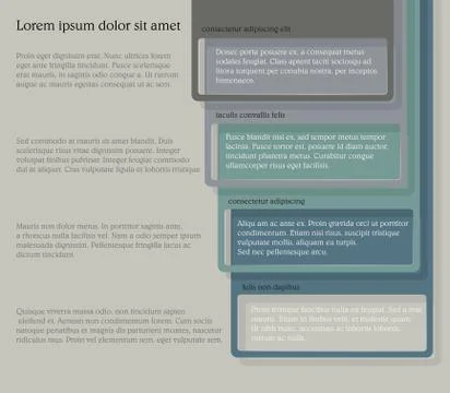 Four consecutive frame elements with lots of room for text and descriptions. Illustrazione stock