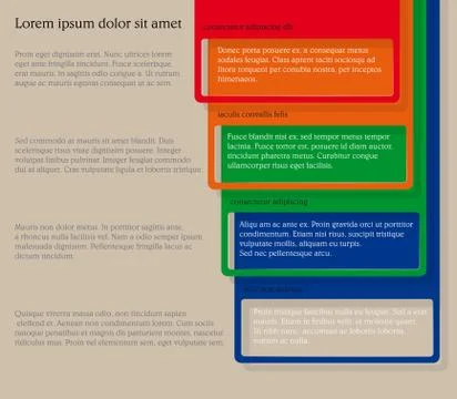 Four consecutive frame elements with lots of room for text and descriptions. Stock Illustration