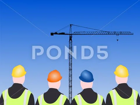 Four construction workers Stock Illustration
