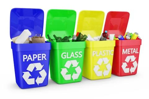 Four containers of trash Illustrazione stock