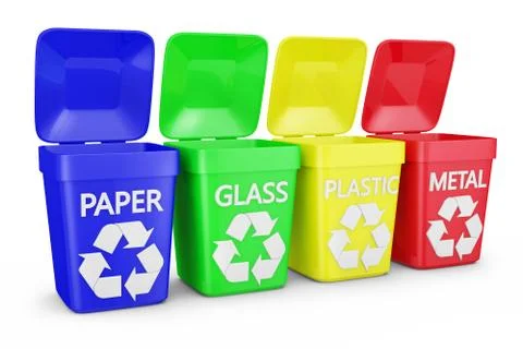 Four containers of trash Stock Illustration