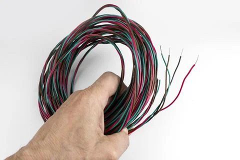 Four core low voltage electric cable Stock Photos