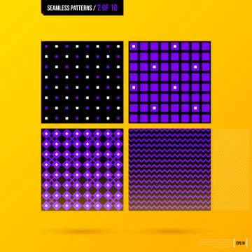 Four corporate seamless patterns on bright yellow background. EPS10 Stock Illustration