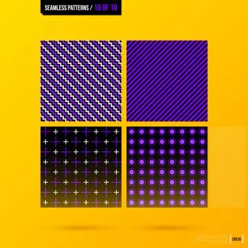 Four corporate seamless patterns on bright yellow background. EPS10 Stock Illustration
