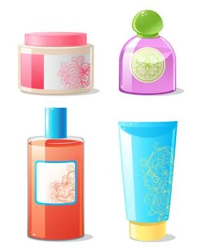 Four cosmetics containers Stock Illustration