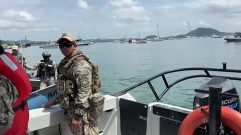 Four-country forces simulate naval assault to protect the Panama Canal, Ciudad d Stock Footage 341706927
