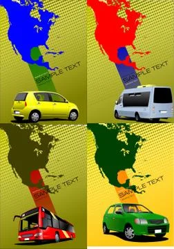 Four covers with Map of North and Central America. Vector illustration Stock Illustration