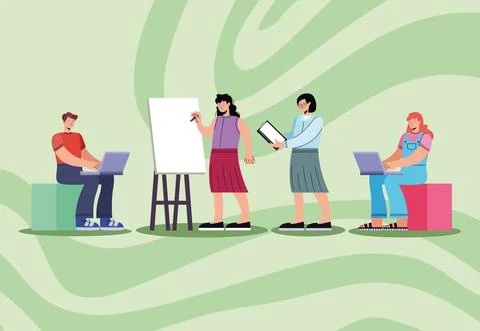 Four creative persons Stock Illustration