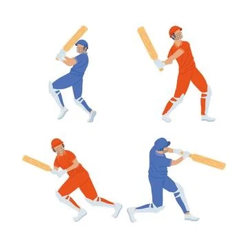 Four cricket players 스톡 일러스트