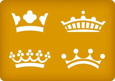 Four crown set icon. Geometric, simple and flat. Stock Illustration