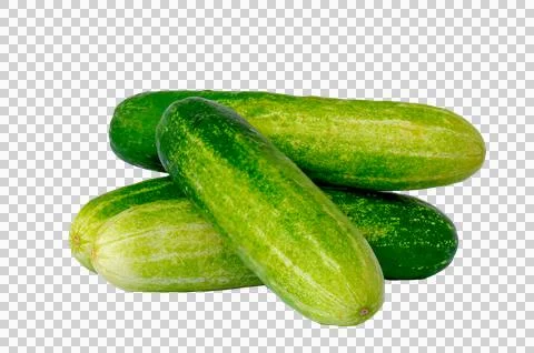 Four cucumbers for fresh vegetables, in a stack composition Stockfoto's