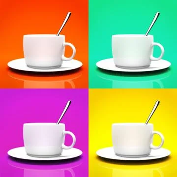 Four cups isolated on different backgrounds Stock Illustration