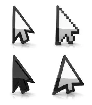 Four Cursor on white background (done in 3d) Stock Illustration