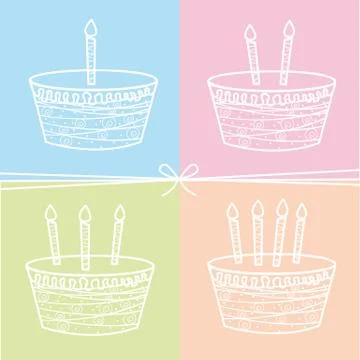 Four cute cakes with bow background. vector illustration Illustrazione stock