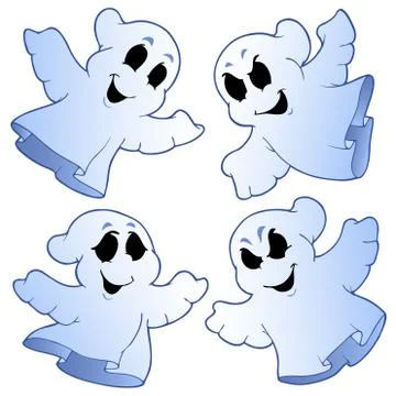 Four cute ghosts Stock Illustration