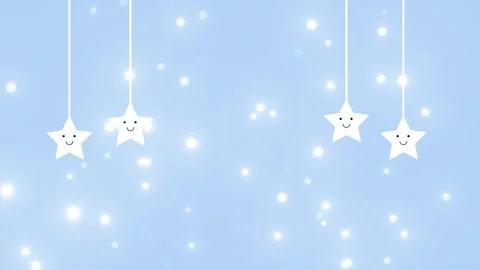 Four cute star characters hanging on strings animation Stock Footage 337056245