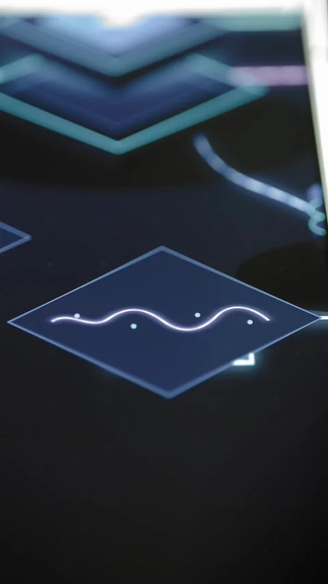 Four cyan points punctuate purple waveform panel 库存影片 344103853