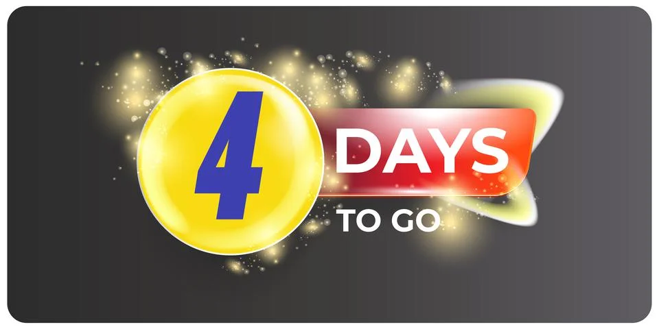 Four days to go countdown grey horizontal banner design template. 4 days to go Stock Illustration