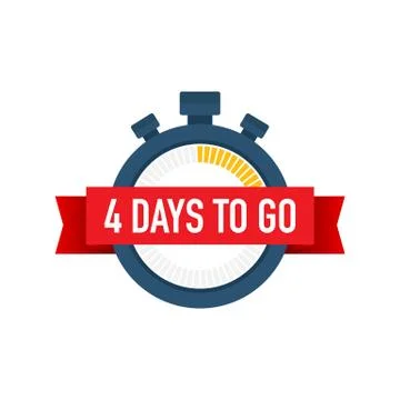 Four days to go. Time icon. Vector illustration on white background. Illustrazione stock