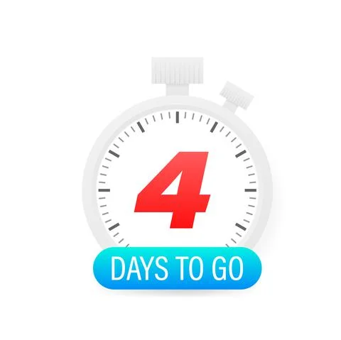 Four days to go timer icon on white background. イラスト素材