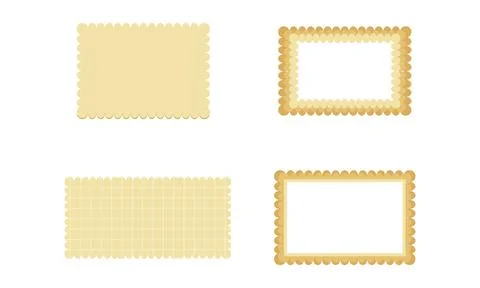 Four Decorative Rectangular Biscuit Frames with Scalloped Edges for Food Me.. Stock Illustration
