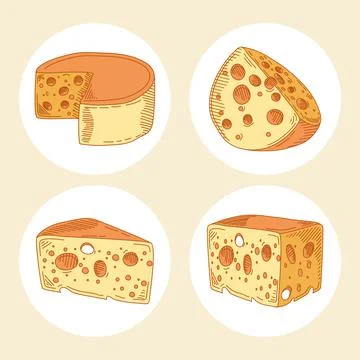 Four delicious cheeses Stock Illustration