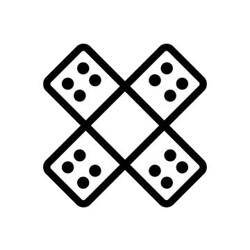 Four Dice Arranged in a Cross Pattern with Black Outline and White Background Stock Illustration