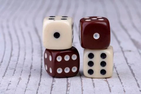 Four dice with the sum seven Stock Photos