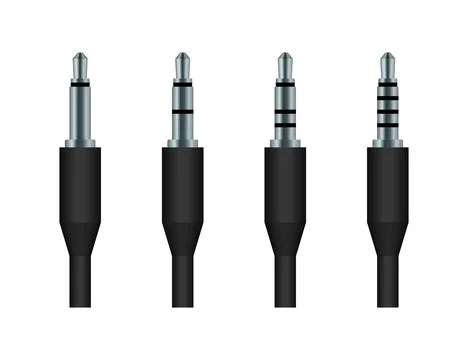 Four Different Audio Jacks Showing Increasing Number of Contact Rings Stockillustratie