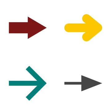 Four different colored arrows indicating forward movement or a link Illustrazione stock