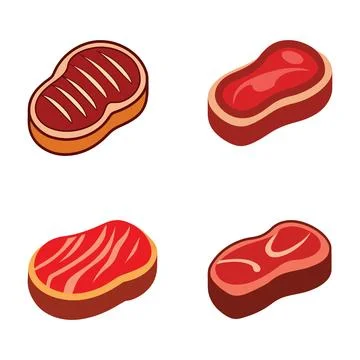 Four Different Cuts of Grilled Steak Illustrations Stock Illustration