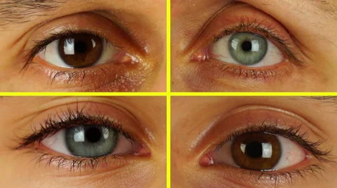 Four Different Human Eyes Look in a Circle Stock Footage 46326083