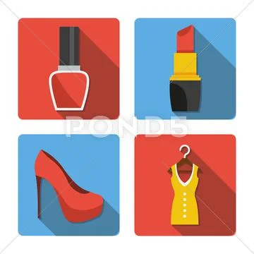 Four different icons in a flat style Stock Illustration