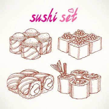 Four different kinds of sketch rolls Ilustración de archivo