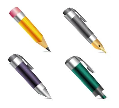 Four different pens Stock Illustration