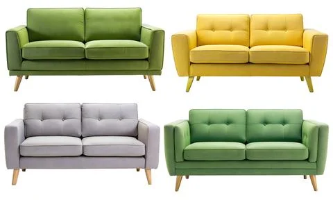 Four different sofas on a white background. The concept of relaxing on a sofa Stockillustratie