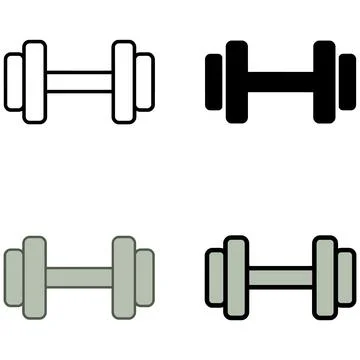 Four Different Styles of Dumbbell Icons for Fitness and Exercise Training Иллюстрация