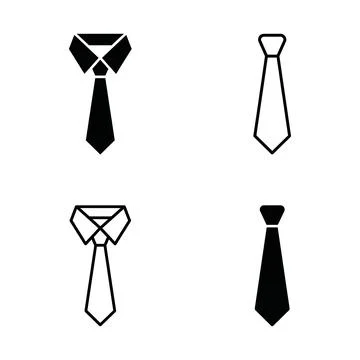 Four Different Styles of Ties Illustrated in Simple Line Art Design for Fas.. Illustrazione stock