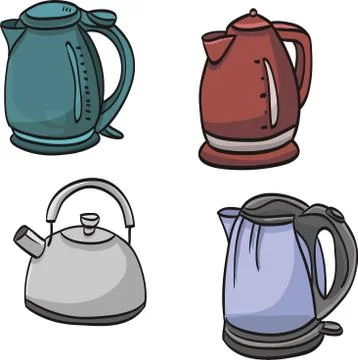 Four different teapot collection Stock Illustration