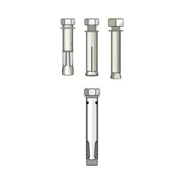 Four different types of expansion bolts for construction 스톡 일러스트