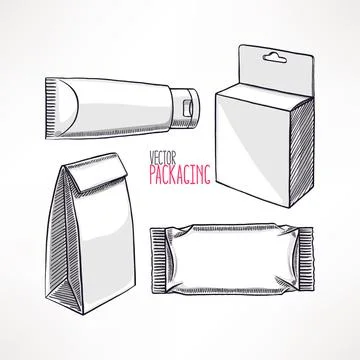 Four different types of packaging Stock Illustration