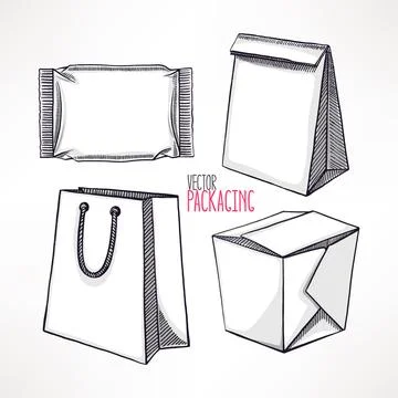 Four different types of packaging Stock-Illustration