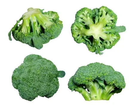 Four different views of  broccoli Stock Photos