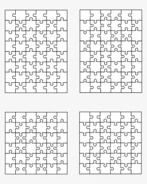 Four different white puzzles Stock Illustration