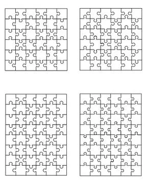 Four different white puzzles Stock Illustration